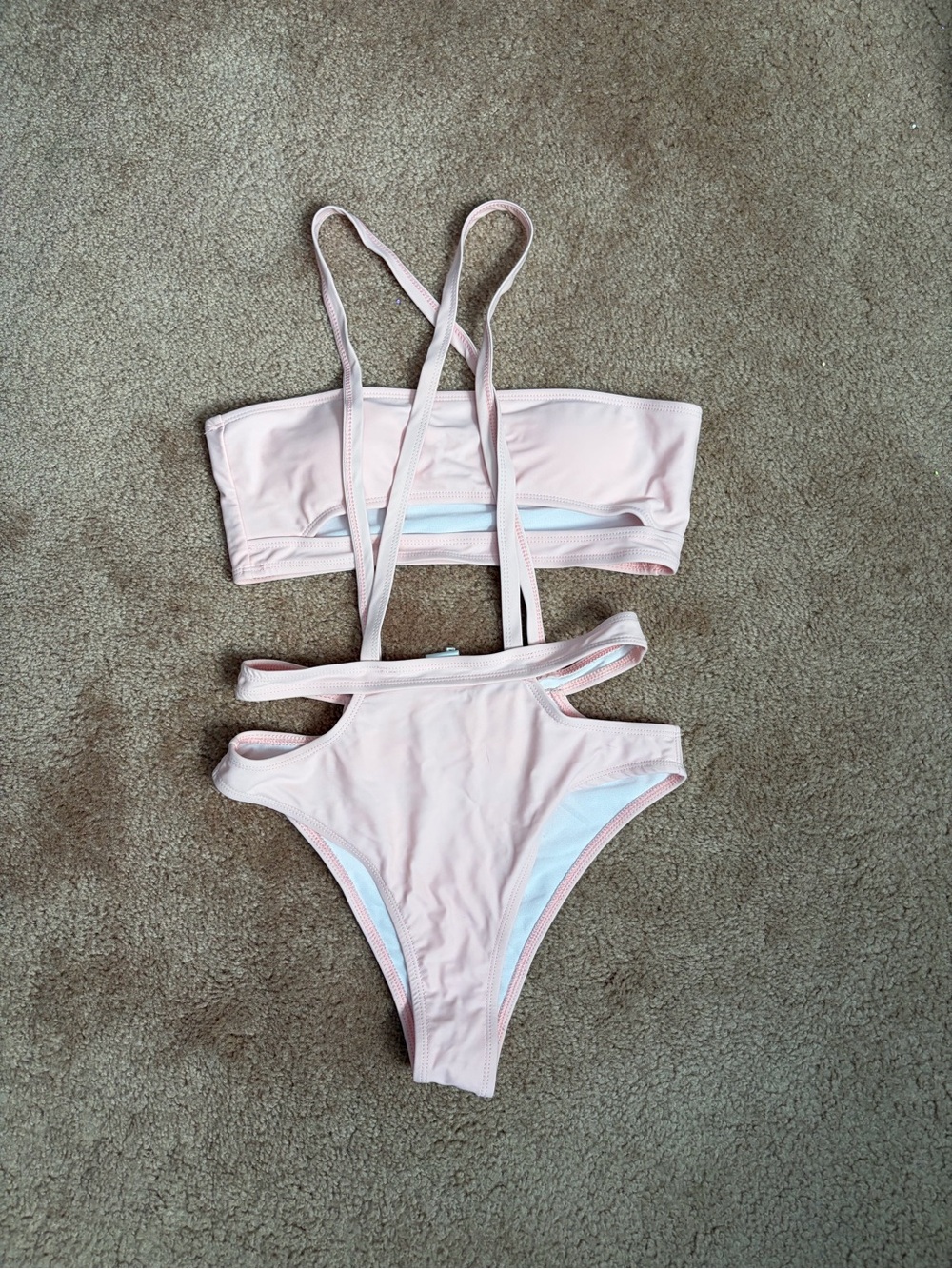 Fashion Nova Pastel Pink Strappy Bikini Set